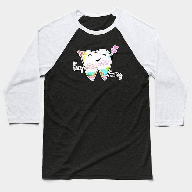 Keep smiling Baseball T-Shirt by Happimola